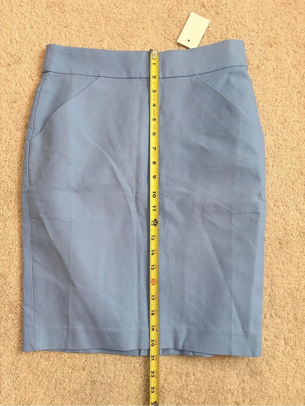 J.Crew Periwinkle Pencil Skirt Women’s Size 0 XS Cotton Solid Blue NWT - Picture 9 of 9
